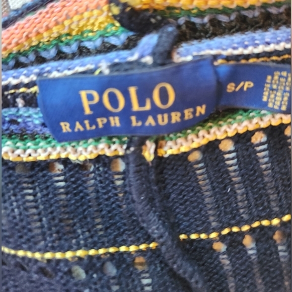 VTG POLO Ralph LAUREN Stripes Taos Multi Colored Serape Free Cozy Sweater SP EUC - Picture 9 of 16